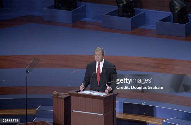 Gov. George W. Bush, R-Texas, during his acceptance to the GOP Presidential nomonation at the First Union Center in Philadelphia, Pa.