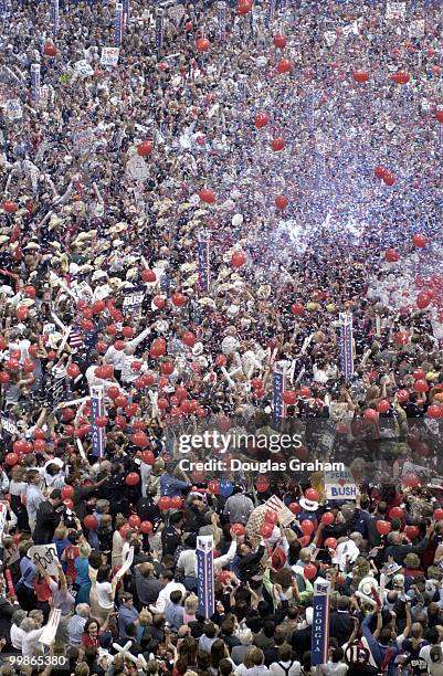 Gov. George W. Bush, R-Texas, after his acceptance to the GOP Presidential nomonation at the First Union Center in Philadelphia, Pa.