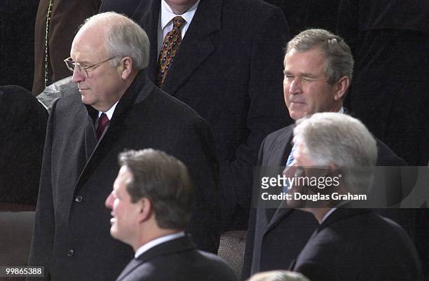 Vice President Dick Cheney, Vise President Al Gore, President George W. Bush and President Bill Clinton during the 2001 Inauguration of George W....