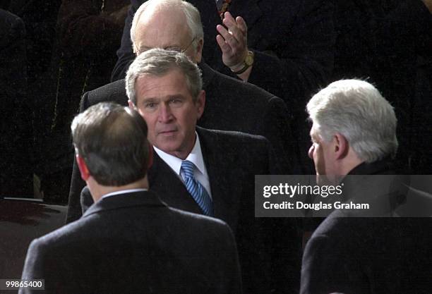 Vice President Dick Cheney, Former Vice President Al Gore, President George W. Bush and Former President Bill Clinton during the 43rd Inauguration on...