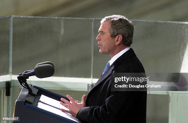 President George W. Bush makes his acceptance speech during the 43rd Inauguration on the West Front of the U.S. Capitol.