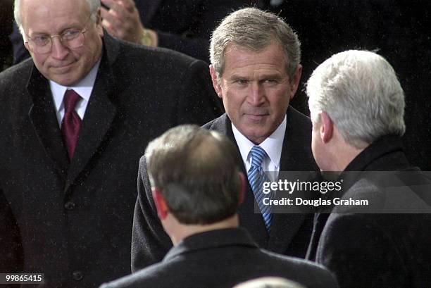 Vice President Dick Cheney, Former Vice President Al Gore, President George W. Bush and Former President Bill Clinton during the 43rd Inauguration on...