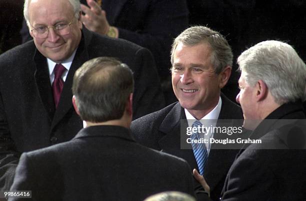 Vice President Dick Cheney, Former Vice President Al Gore, President George W. Bush and Former President Bill Clinton during the 43rd Inauguration on...