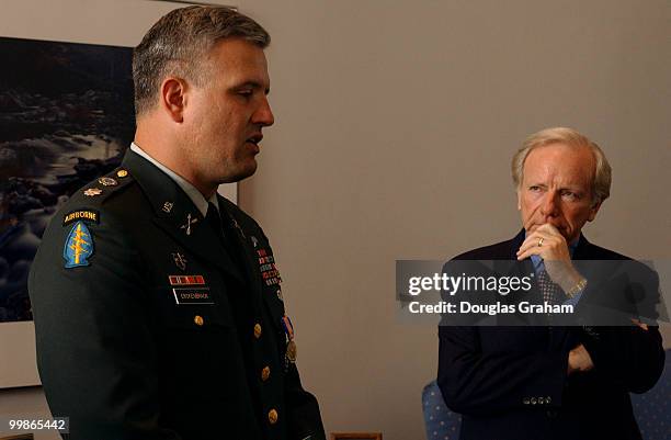 Lt. Col. Adrian Erckenbrack, talks about the victom's familys after he recived the "The Soldier's Medal for Bravery" from Joseph Lieberman, D-CT.