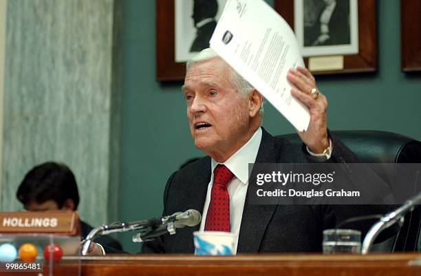 Chairman Ernest F. Hollings, D-S.C., during the Senate Commerce full committee hearing on " Protecting Content in a Digital Age: Promoting Broadband...