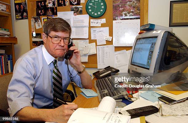 Morton Kondracke, working in his office at Roll Call Newspaper.