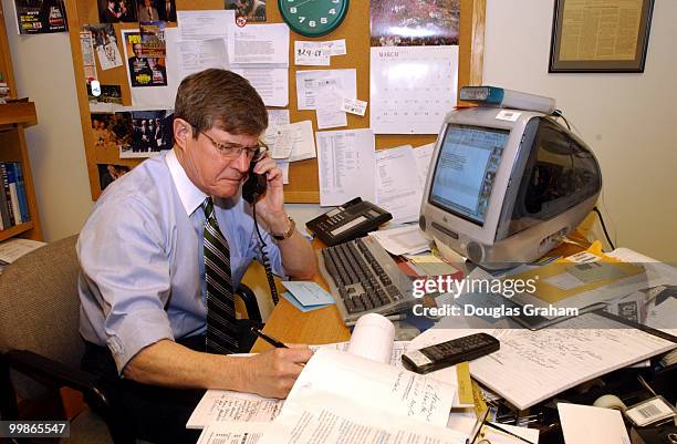 Morton Kondracke, working in his office at Roll Call Newspaper.