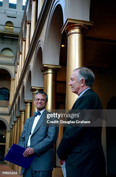 Earl Blumenauer, D-OR. And James Jeffords, I-VT., during the Congressional tour of the "On Track: Transit and the American City" exhibition at the...