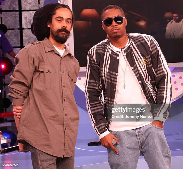 Damien Marley and Nas visit BET's "106 & Park" at BET Studios on May 17, 2010 in New York City.