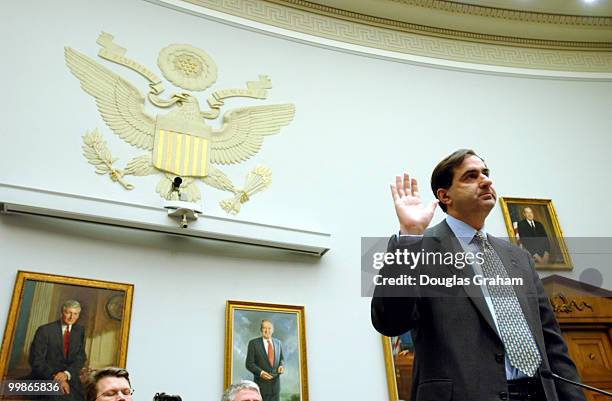 Joseph Berardino, managing partner/CEO Anderson LLP, is sworn in to testify before the Capitol Markets, Insurance and Government Sponsored...