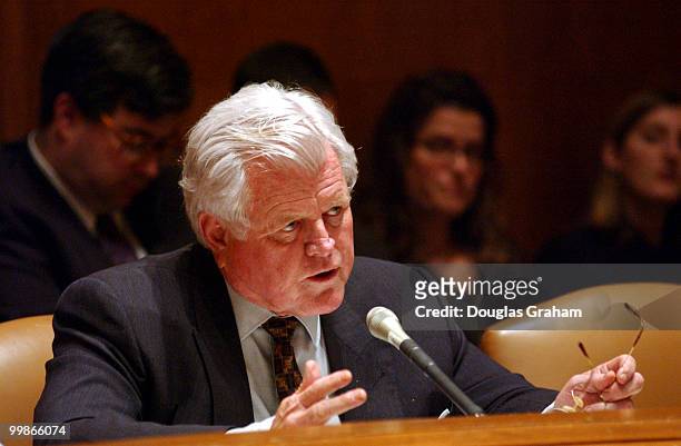 Edward M. Kennedy, D-Ma., during the education department civi rights nomination confirmation hearing for Gerald Reynolds assistant secretary of...
