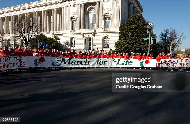 Marchers headed for the Supreme Court after gathering at the Washington Monument during the " March for Life" protest of the Roe v. Wade decision by...