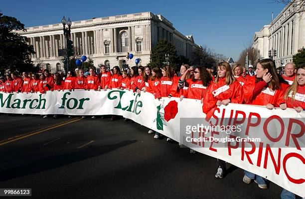 Marchers headed for the Supreme Court after gathering at the Washington Monument during the " March for Life" protest of the Roe v. Wade decision by...