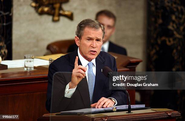 President George W. Bush during his first State of the Union address to a joint session of Congress.