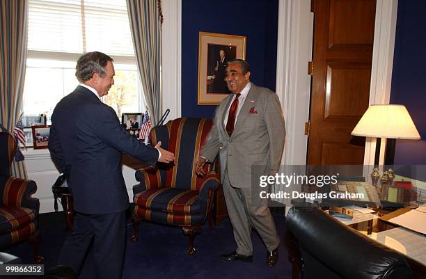Mayor elect of New York Mike Bloomberg greets Charles Rangel, D-N.Y., during his tour of the U.S. Capitol.