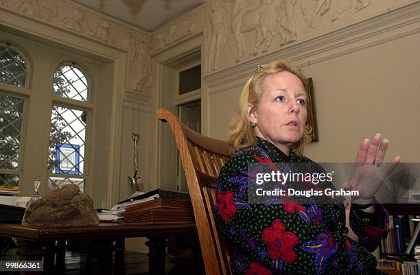 Sheila Burke, Under Secretary of Americam Museums in her office at the Smithsonian Castle.