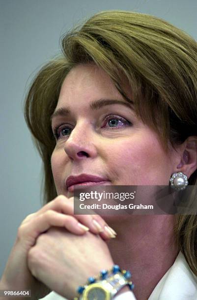Queen Noor of Jordan, testifies before the House Human Rights Caucus Hearing on an appeal for U.S. Humanitarian assistance for landmine survivors.