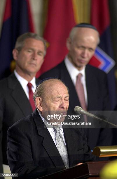 Cantor Isaac Goodfriend recites the Jewish prayer for the dead," El Moleh Rachamim" during the Holocaust Day of Remembrance in the Rotunda of the...