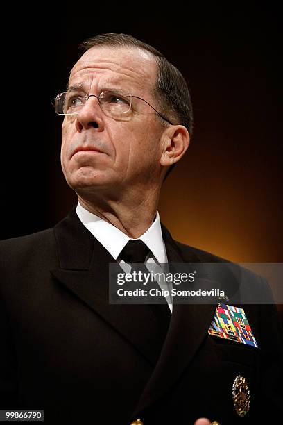 Chairman of the Joint Chiefs of Staff Admiral Michael Mullen prepares to testify before the Senate Foreign Relations Committee about the new START...