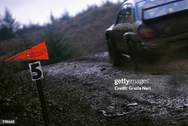 Richard Burns driving the Subaru Impreza in action during the RAC Network Q Rally of Great Britain in Cardiff, Wales, Great Britain. DIGITAL IMAGE....