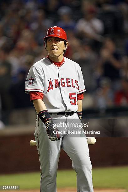 Hideki Matsui of the Los Angeles Angels of Anaheim on May 17, 2010 at Rangers Ballpark in Arlington, Texas.