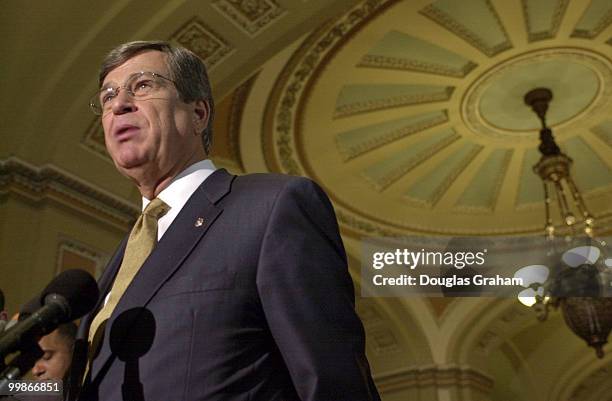 Trent Lott, R-Miss., tells reporters that Strom Thurmond, R-S.C., was fine with the late-night hour and that he was ready to stay and do his job.