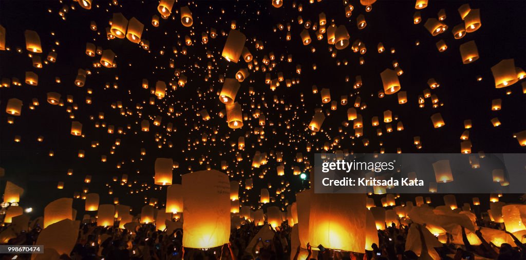 Festival Loy Krathong Yi Peng Lanna at Chiang Mai Thailand