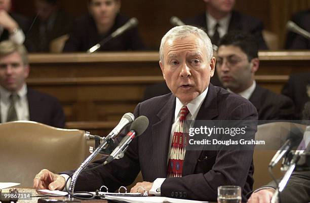 Orrin Hatch, R-Utah, during the Senate Judiciary Committee vote on the confirmation of John Ashcroft to be Attorney General.