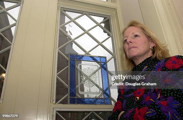 Sheila Burke, Under Secretary of Americam Museums in her office at the Smithsonian Castle.