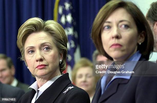Hillary Rodham Clinton, D-N.Y. And Maria Cantwell, D-WA., during a press conference to introduce the democratic freshmen senators.