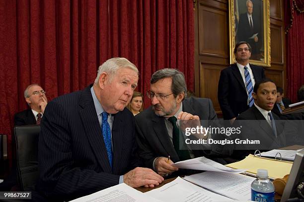 John P. Murtha, D-PA., and Chairman David Obey, D-WI., during the House Appropriations Committee War, Veterans Supplemental full committee markup of...