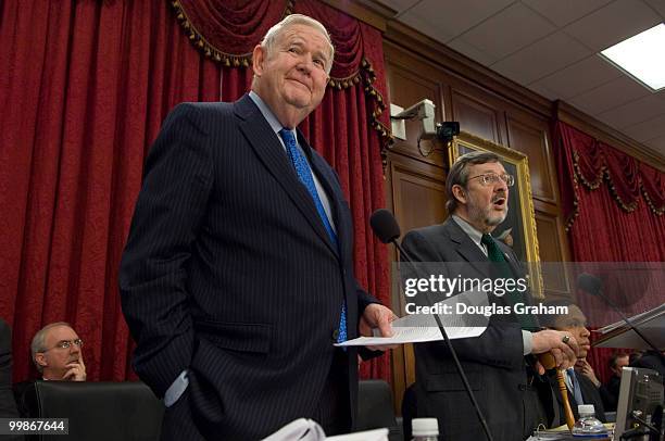 John P. Murtha, D-PA., and Chairman David Obey, D-WI., during the House Appropriations Committee War, Veterans Supplemental full committee markup of...