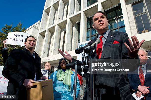 Alan Grayson, D-FL., during a press conference outside of the Hart Senate Office Building on a petition signed by more than 200,000 people urging...