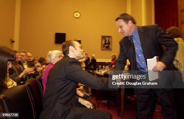 Actor David Hyde Pierce and Christopher Smith, R-N.J. During a news briefing to urge an increase in funding for Alzheimer's research and treatment.