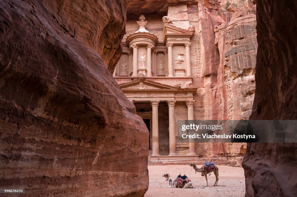 Ancient nabataean temple Al Khazneh (Treasury)