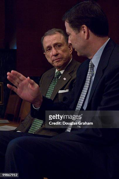 Arlen Specter, R-PA., and Former Deputy Attorney General James Comey before the start of the full committee hearing on "Preserving Prosecutorial...