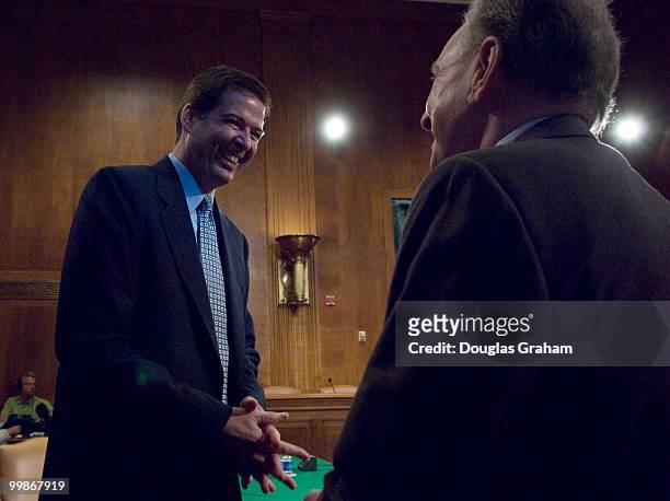 Arlen Specter, R-PA., and Former Deputy Attorney General James Comey before the start of the full committee hearing on "Preserving Prosecutorial...