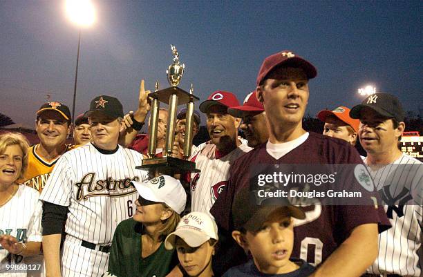 Republican's with the coveted Roll Call trophy after winning the 41st Annual Congressional Baseball Game.