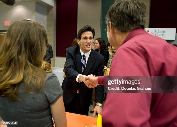 Congressman Eric Cantor, R-VA, thanks employees from Home Depot for attending the job fair at the Germanna Community College, Daniel Technology...