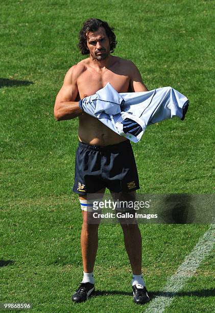 Victor Matfield of the Bulls during a Vodacom Bulls training session at Orlando Stadium on May 18, 2010 in Soweto, Johannesburg, South Africa.