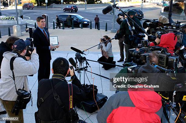 Jim Ryun , Senior Member, House Budget Committee recives the President's FY 2007 Budget to the House of Representatives at Cannon House Office...