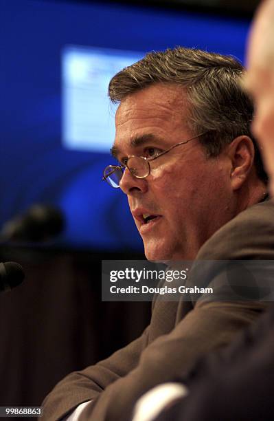 Jeb Bush, R-Fla., during the Senate Armed Services Committee Personnel Subcommittee joint hearing on the Pentagon and State's response to the need of...