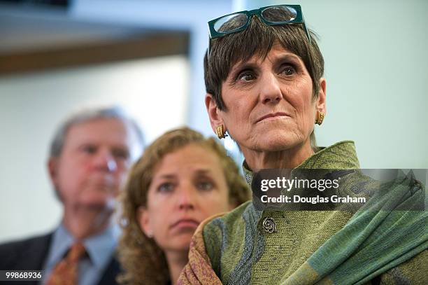 Parker Griffith, D-Al., Debbie Wasserman Schultz, D-FL., and Rosa Delauro, D-CT., listen to cancer patients that came to Capitol Hill to join...