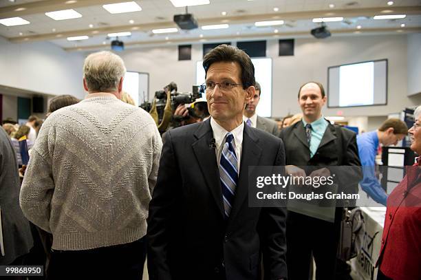 Congressman Eric Cantor, R-VA, makes his rounds at the Germanna Community College, Daniel Technology Center in Culpeper Virginia on November 23,...