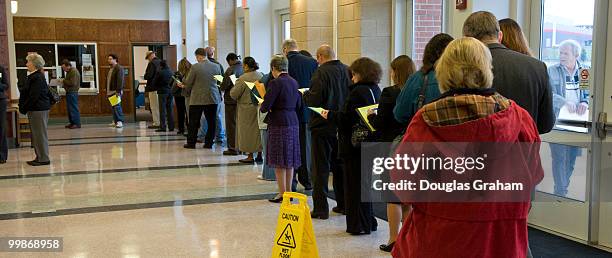 The line of job seekers was long in the a.m. But by mid-day the numbers had fallen off at Congressman Eric Cantor, R-VA, job fair at the Germanna...