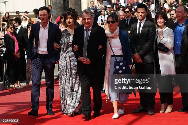 Luke Evans, Lola Frears, Director Stephen Frears, Anne Rothenstein, Dominic Cooper, Moira Buffini and Bill Camp attend the "Tamara Drewe" Premiere at...