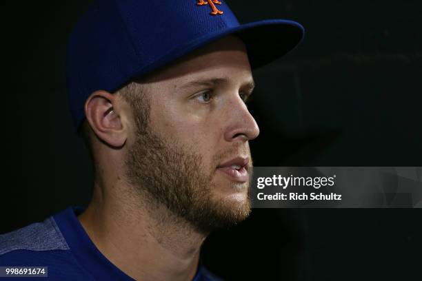 Zach Wheeler of the New York Mets in action against the Philadelphia Phillies during a game at Citi Field on July 11, 2018 in the Flushing...