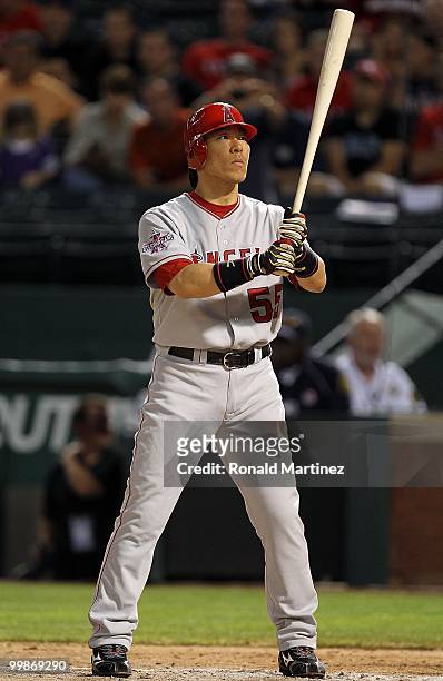 Hideki Matsui of the Los Angeles Angels of Anaheim on May 17, 2010 at Rangers Ballpark in Arlington, Texas.