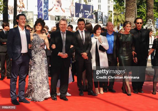 Luke Evans, guest, Director Stephen Frears, Dominic Cooper, Moira Buffini, Bill Camp, Tamsin Greig and guest attends the 'Tamara Drewe' Premiere held...
