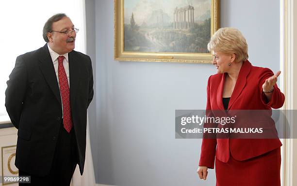 Georgia�s Foreign Minister Grigol Vashadze arrives for a meeting with Lithuanian President Dalia Grybauskaite in the presidential palace in Vilnius...